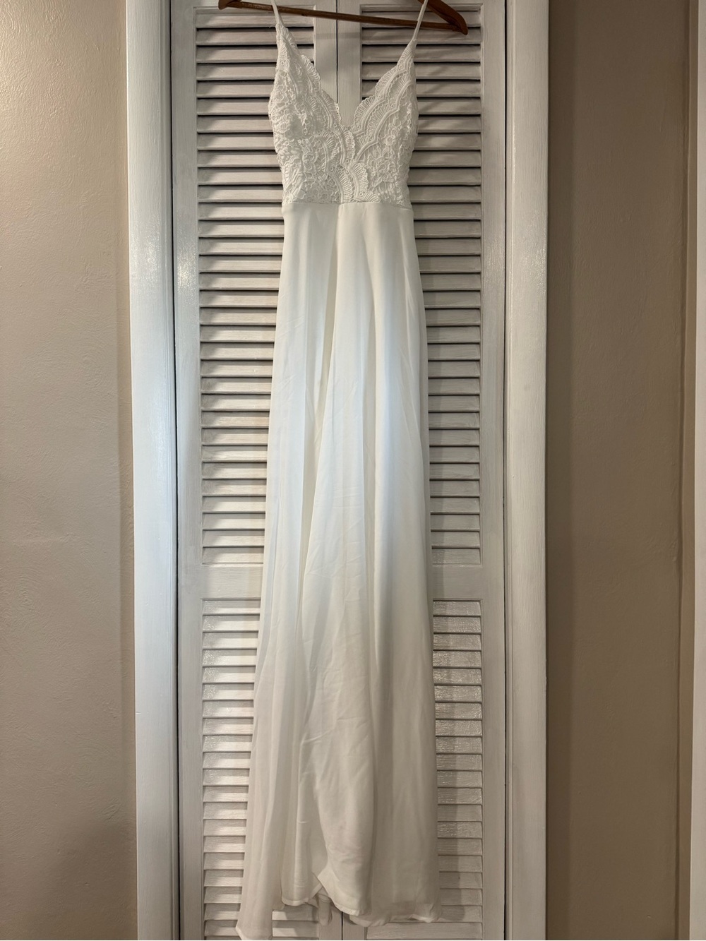 Lulu's White Maxi Dress with Lace Bodice